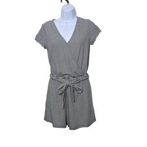Gap Faux Wrap Romper XS Striped Shorts Casual Tie Waist Comfort Capsule Wardrobe